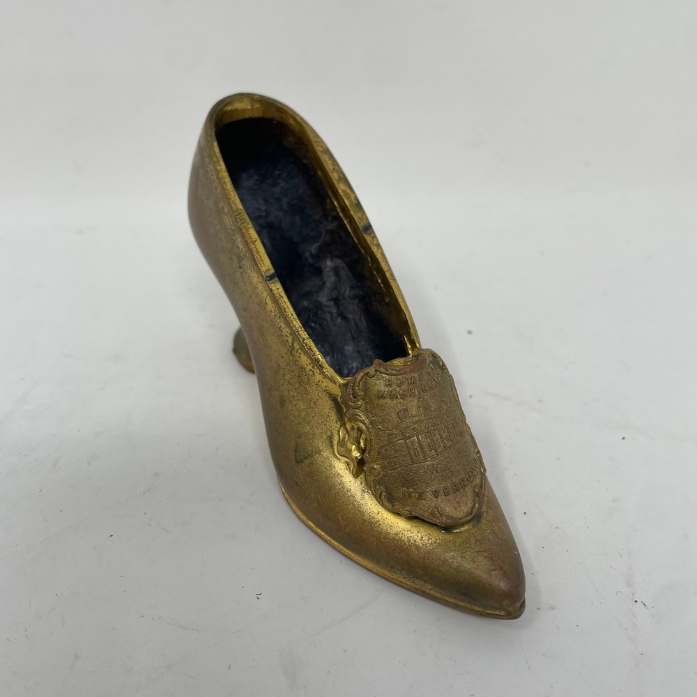 Vintage Brass Mt Vernon George Washington Home Souvenir Shoe‎ Figurine Decor